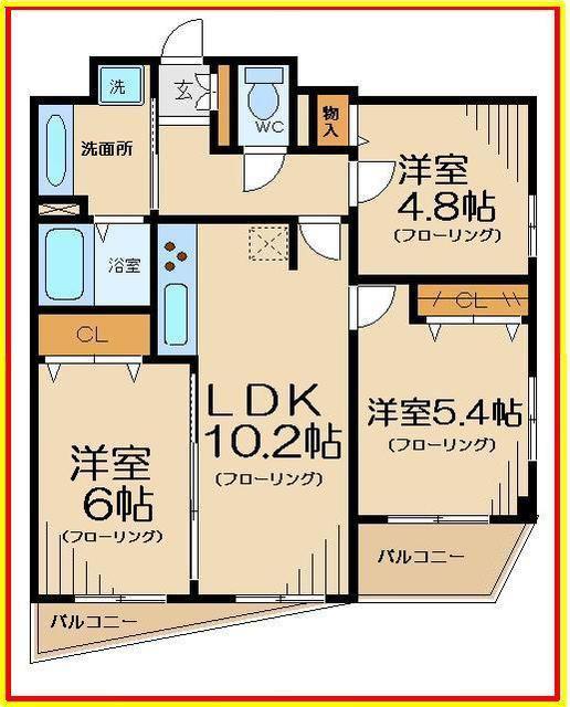 セイガステージ分倍河原II(3LDK/4階)の間取り写真