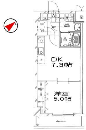 グランリーヴェル横浜ステラパーク(1DK/2階)の間取り写真