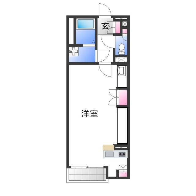 レオネクストKSPIRIT山桃(ワンルーム/2階)の間取り写真