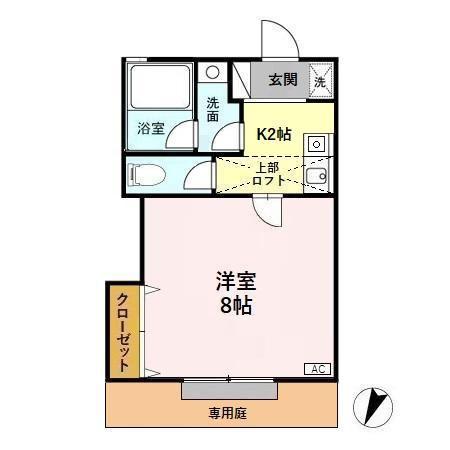 ハートワン御園(1K/1階)の間取り写真