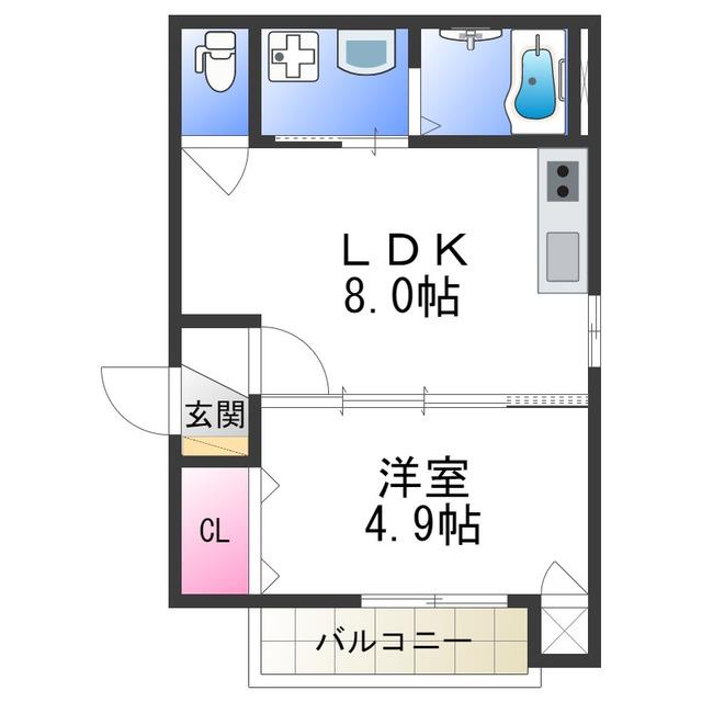 F ASESIA BLAST(1LDK/1階)の間取り写真