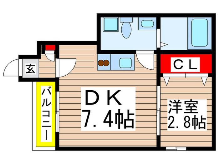 プラーナ蘇我(1DK/1階)の間取り写真