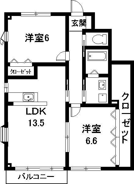 グランシャリオFUJI(2LDK/1階)の間取り写真