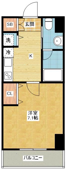 カレント今池(1K/13階)の間取り写真