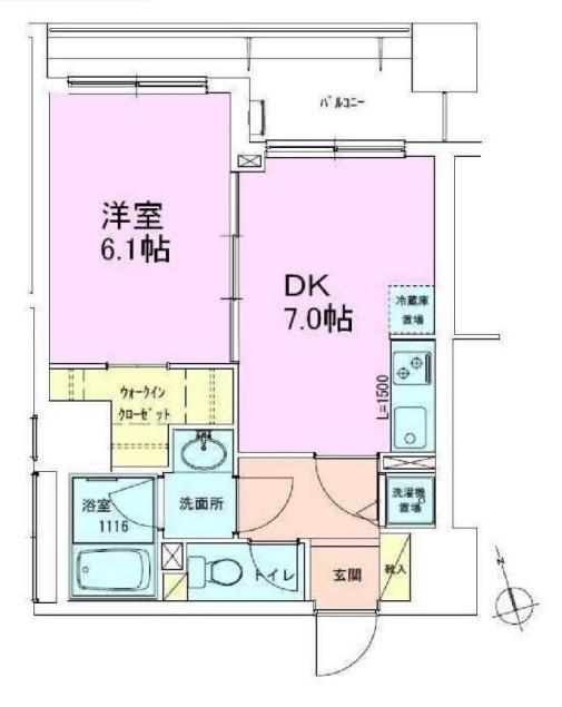 銀座レジデンス参番館(1DK/5階)の間取り写真