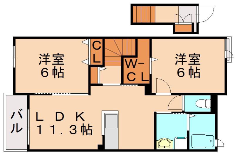 フィールドM(2LDK/2階)の間取り写真