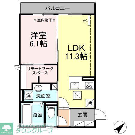 ハイム羽沢横浜国大イレブン(1LDK/1階)の間取り写真