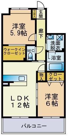 VALUE伊都(2LDK/2階)の間取り写真