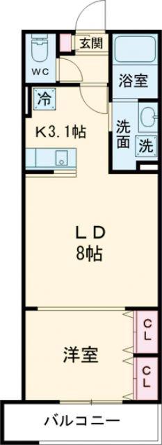 KLEIS前橋本町(1LDK/3階)の間取り写真