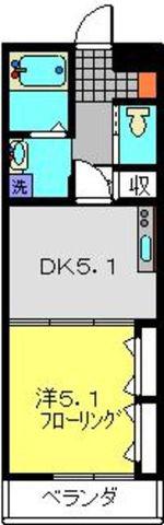 ポルトフィーノ(1DK/4階)の間取り写真