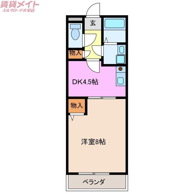 マンションラピタ(1DK/2階)の間取り写真