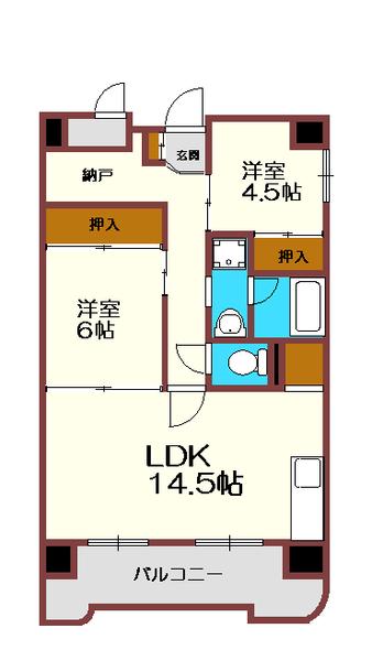 ビレッジハウス桜台タワー2号棟(2LDK/14階)の間取り写真