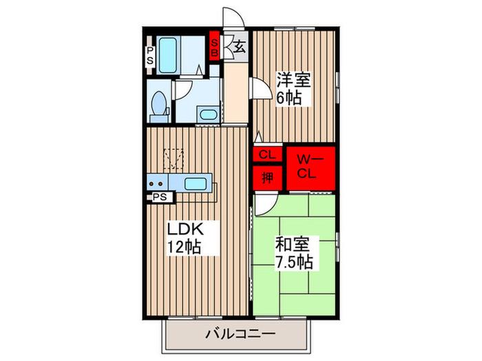 モナハイツ(2LDK/2階)の間取り写真