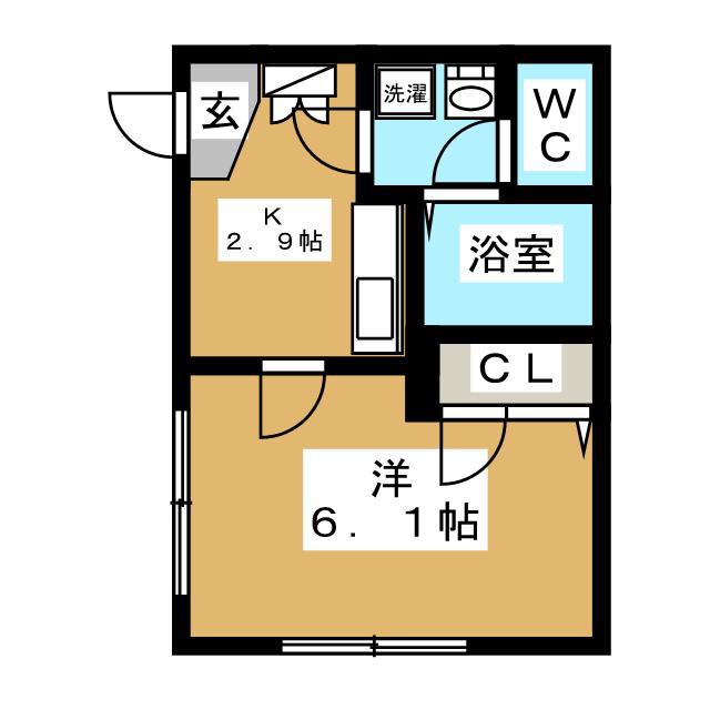 COCO湘南(1K/1階)の間取り写真