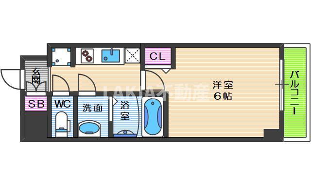 スプランディッド天王寺パークサイド(1K/9階)の間取り写真