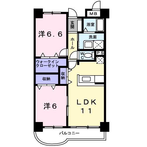 ラグジュアリー(2LDK/4階)の間取り写真