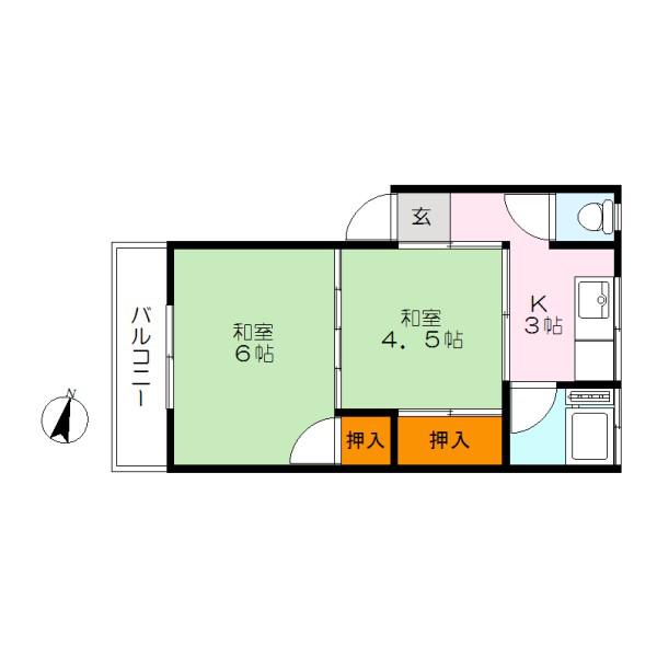 幸マンション(2K/3階)の間取り写真