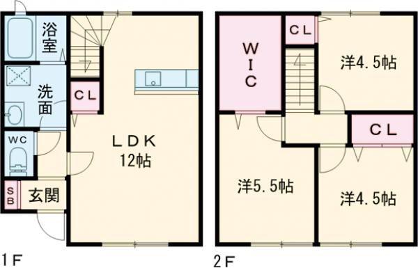 MAISON BLANCHE II(3LDK/1階)の間取り写真