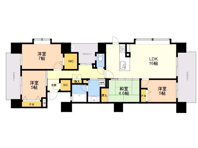 ファーネスト白木原駅前ルクシア(4LDK/12階)の間取り写真