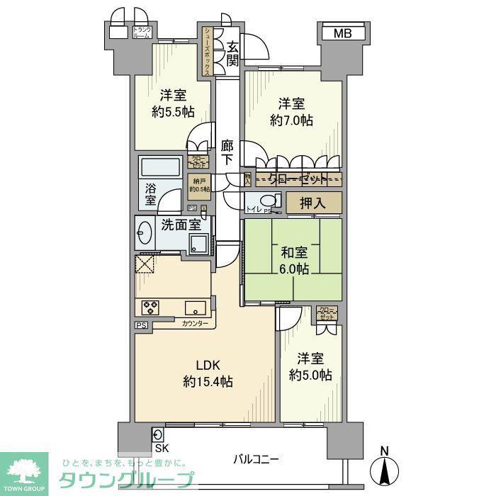 深大寺レジデンスF棟(4LDK/6階)の間取り写真