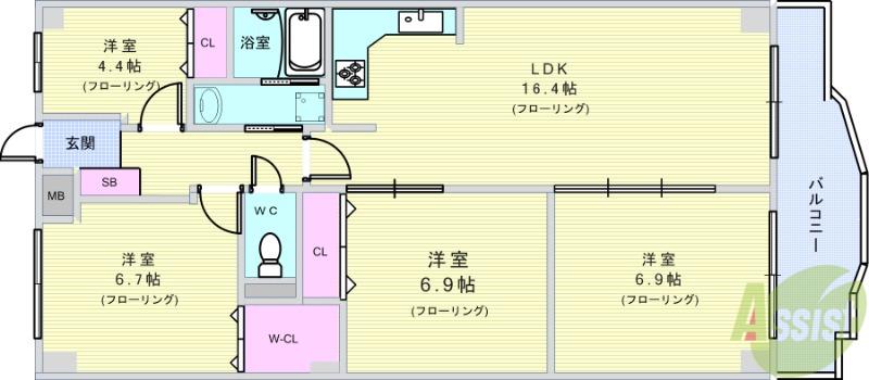 ハイロイヤル緑地公園パート2(4LDK/4階)の間取り写真