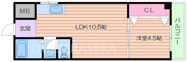 桜宮ハイツ(1LDK/5階)の間取り写真