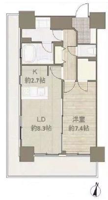 エスリード長堀タワー(1LDK/8階)の間取り写真