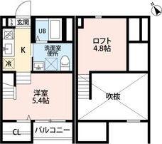 A・CORSO 八田(ワンルーム/2階)の間取り写真