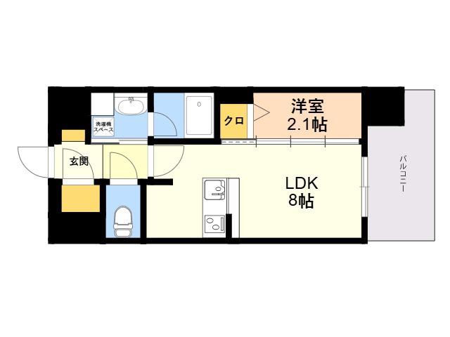 デュ・レジア博多レジデンス(1LDK/7階)の間取り写真