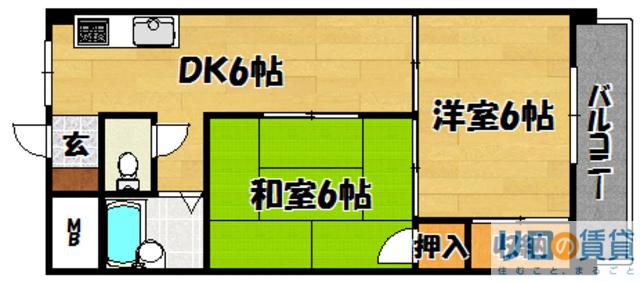 第2マンション北(2DK/2階)の間取り写真