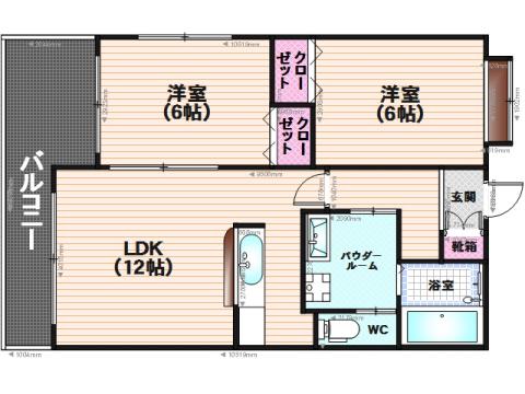 金子アベニュー100(2LDK/3階)の間取り写真