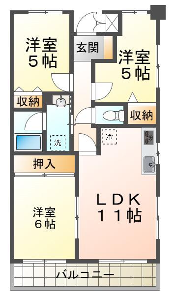 ガーデンハイツ桃山台壱(3LDK/1階)の間取り写真