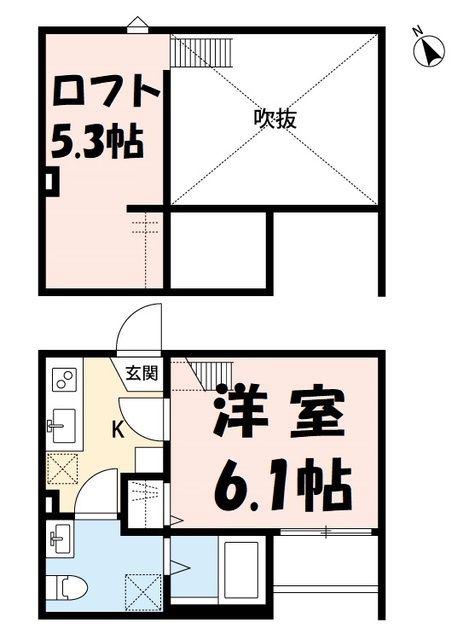 ALIVIO東大宮(1K/2階)の間取り写真