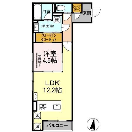 フォーティスMGH(1LDK/1階)の間取り写真