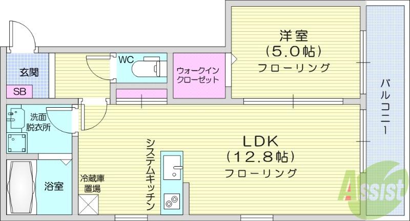 サンパーク3(1LDK/2階)の間取り写真