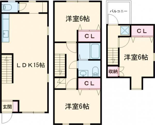 タウンハウスKA(3LDK/1階)の間取り写真