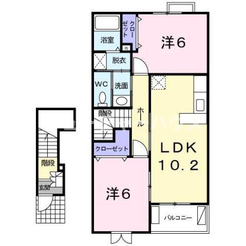 プルメリアS(2LDK/2階)の間取り写真
