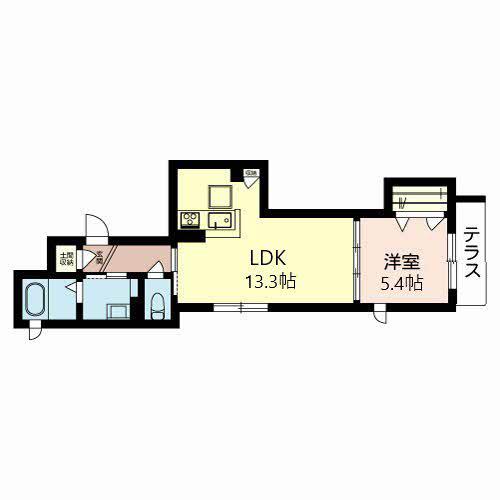 ECRACIE総持寺(1LDK/1階)の間取り写真