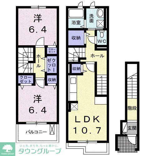 グランド マム(2LDK/2階)の間取り写真
