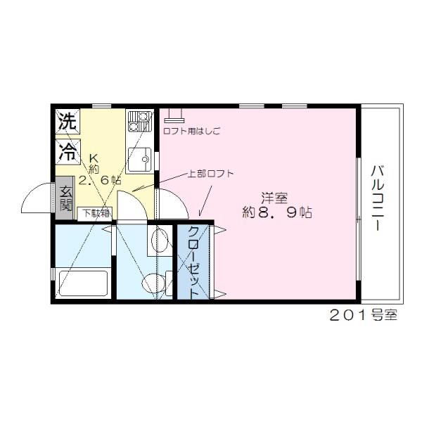 アクアセラ(1K/2階)の間取り写真