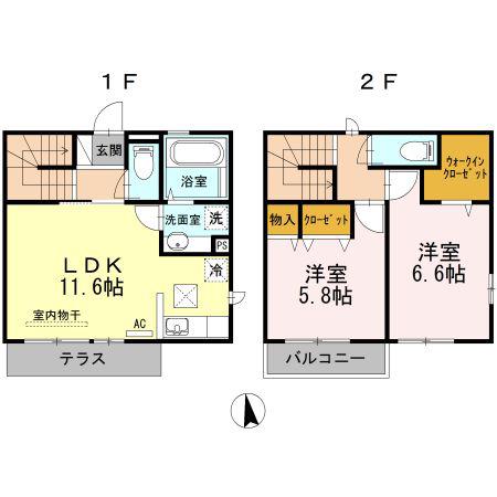 柚子季 III(2LDK/1階)の間取り写真