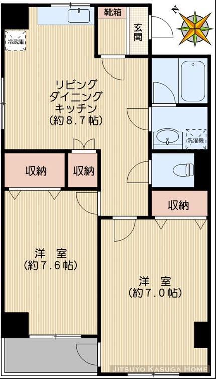 ライズ早川(2LDK/2階)の間取り写真