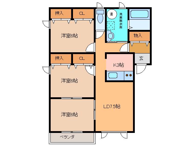 コーポエストリータ(3LDK/2階)の間取り写真