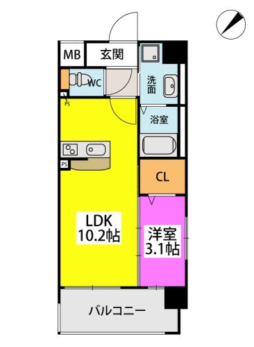 フルハウス高宮(1LDK/6階)の間取り写真