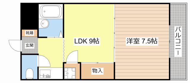 西河原マリーンハイツ(1LDK/3階)の間取り写真