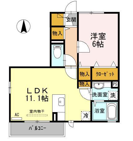 LUPINO横尾(1LDK/2階)の間取り写真
