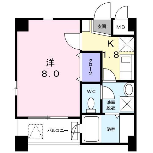 ミュアフィールド(1K/1階)の間取り写真