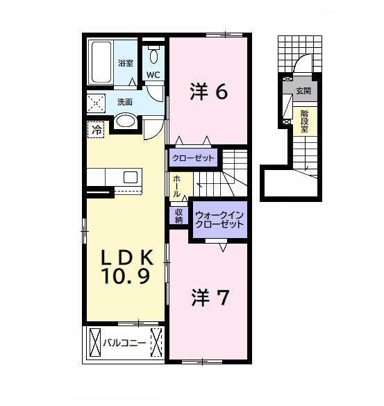 ALIVIO B(2LDK/2階)の間取り写真