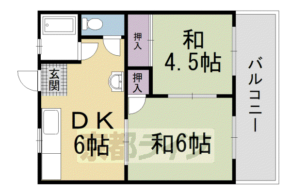 コーポ豊栄(2DK/2階)の間取り写真