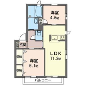フランボワーズ請西東A(2LDK/2階)の間取り写真